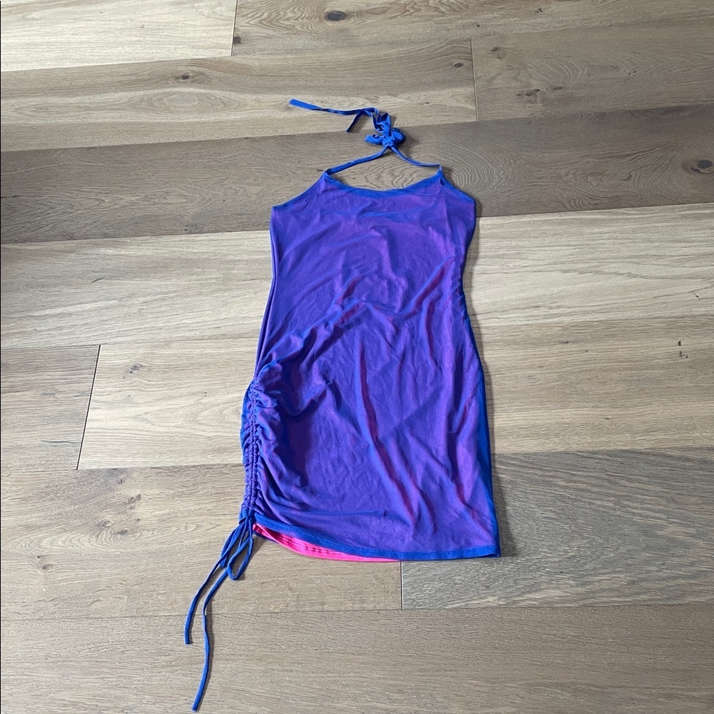 SORELLA Mini Mesh Ruched Dress Size Large - Picture 4 of 10